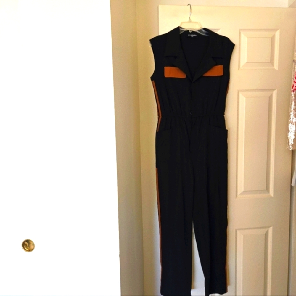 Kittenish Black and Brown Jumpsuit